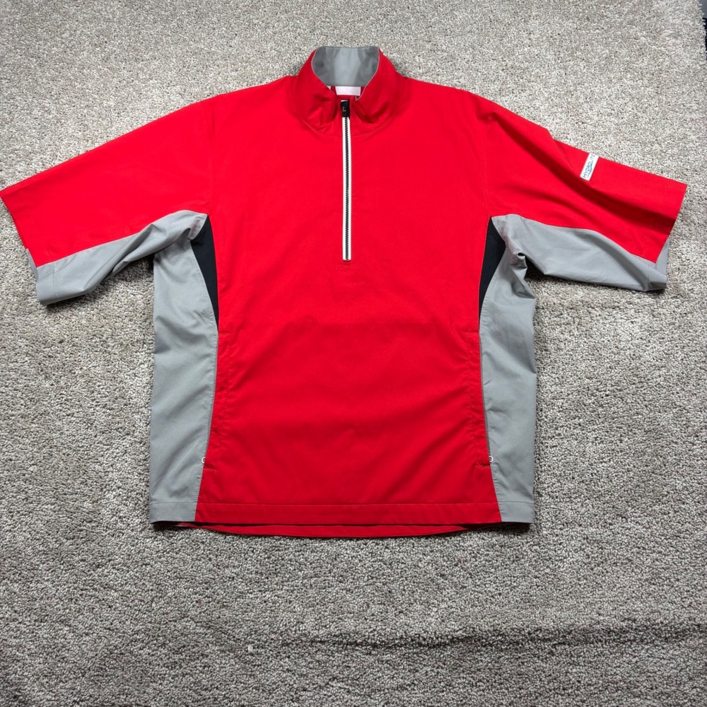 FootJoy DryJoys Hydrolite Mens Red Gray Short Sleeve Quarter Zip Golf Rain Shirt
